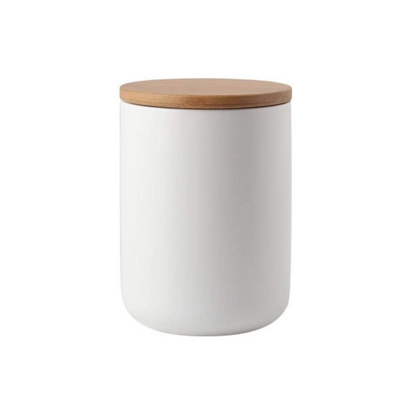 MilkyWay Food Storage Jar Strong Ceramic Storage Canisters with Airtight Seal Bamboo Lid Modern Design Seal Damp-Proof Kitchen Jar for Coffee, Tea, Spice and More (White(M: 27oz/800ml)) - Image 1